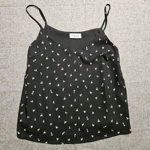 Gilli Black Print Cami Top Adjustable‎ Spaghetti Straps Sleeveless